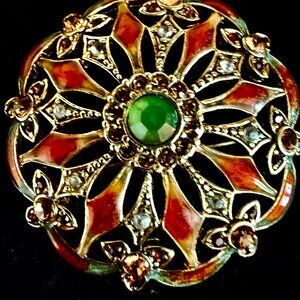 Monet Signed Vintage Fantastic Flower BROOCH PIN, Rhinestone